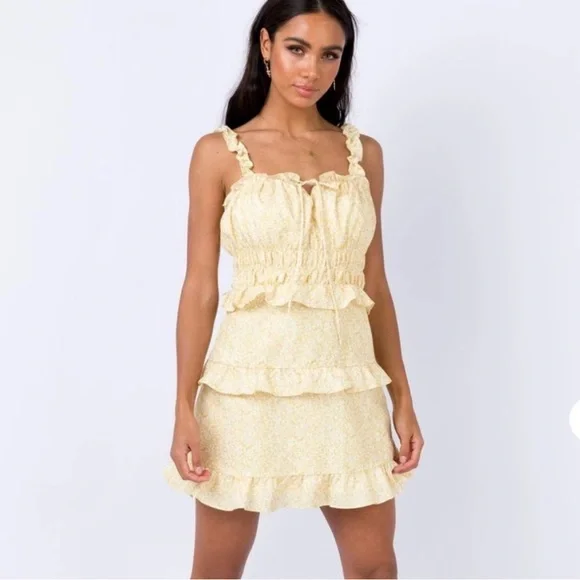 strapless open back dress Flow Strapless Mini Dress Yellow main image 1